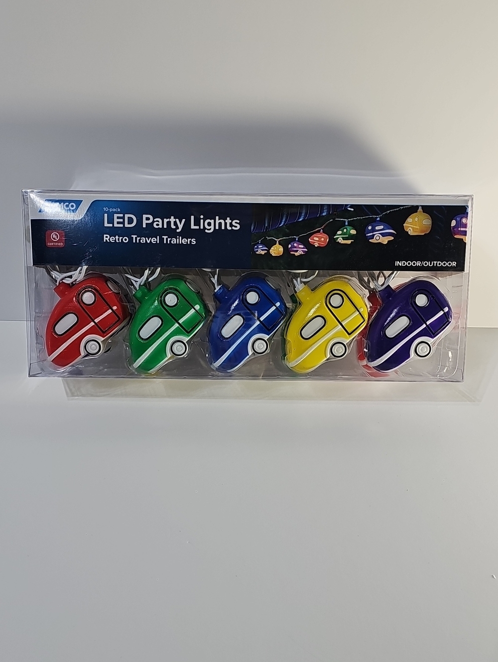 Camco LED Party Lights Retro Travel Trailers - Multicolor Set - 10 Lights
